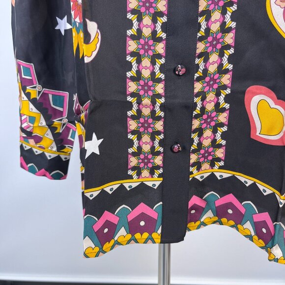 NWT Johnny Was Rosalynda Silk blend Floral Button-Up Blouse Shirt Multicolor XS - Picture 3 of 13